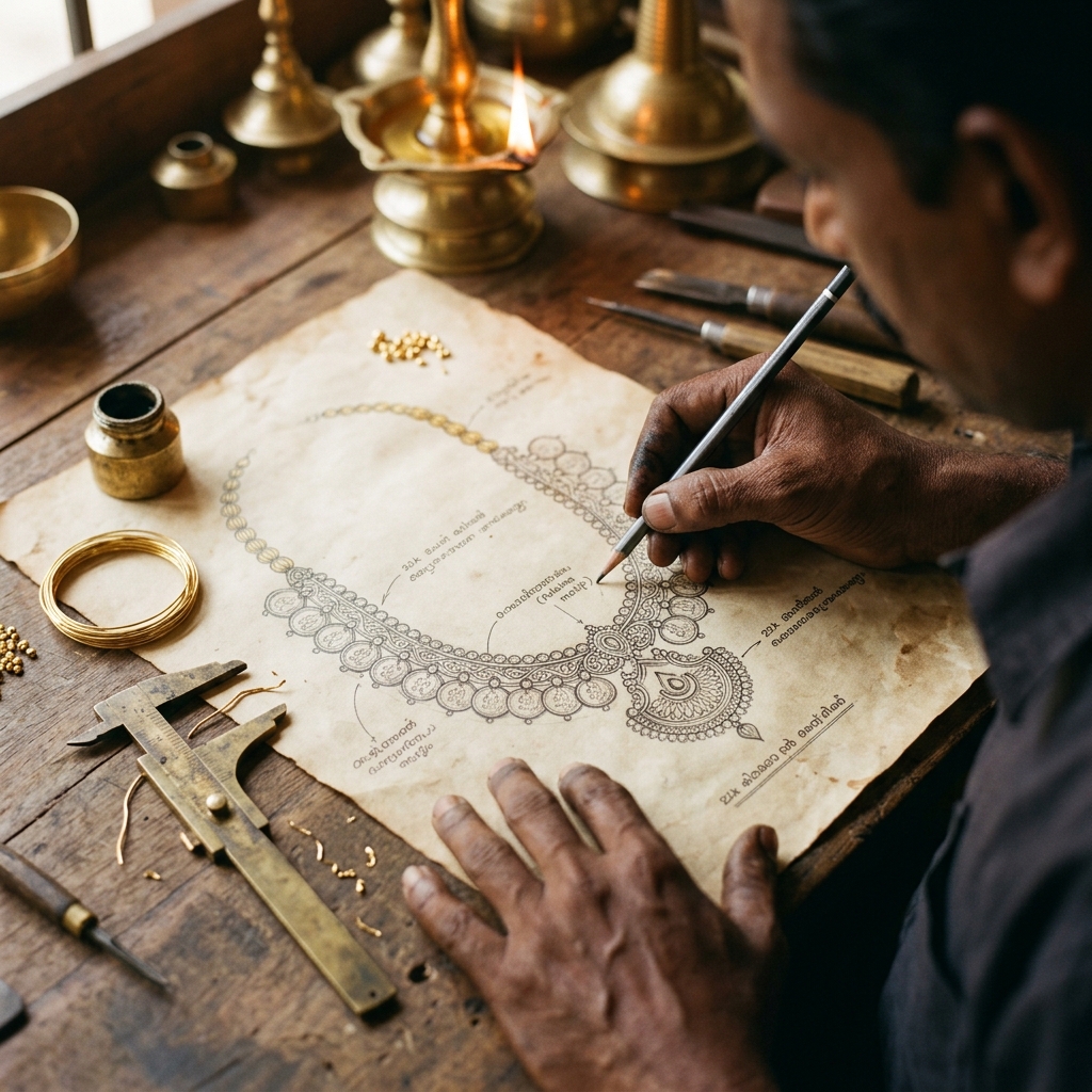 Traditional Kerala Gold Design Process